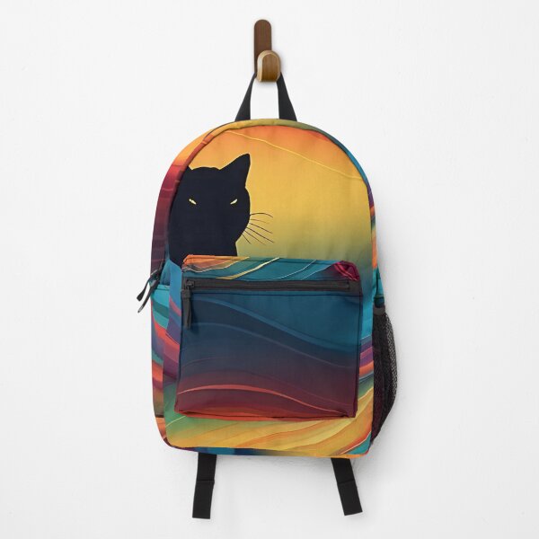 Item preview, Gato negro y ola colorida. designed and sold by KiraChie.