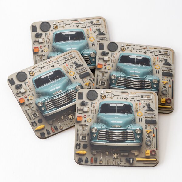 Item preview, 1950s Pickup Truck Classic Car Knolling Craft designed and sold by StefNomadLife.