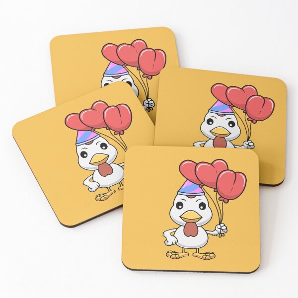Item preview, Cute chicken with love balloon cartoon illustration designed and sold by cubbone.