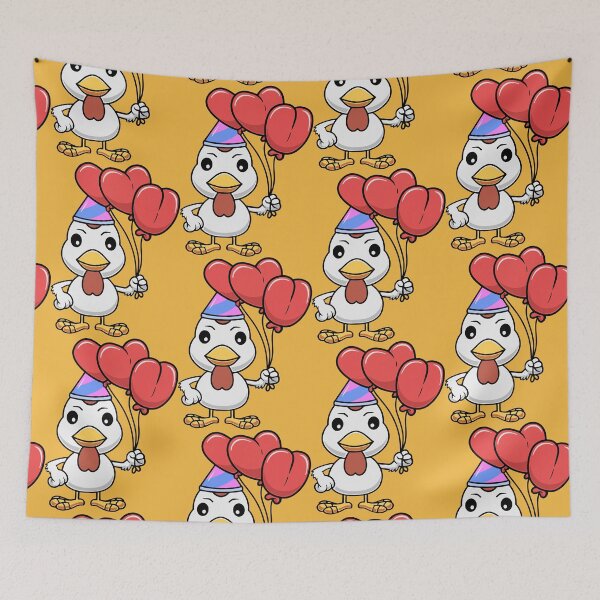 Item preview, Cute chicken with love balloon cartoon illustration designed and sold by cubbone.