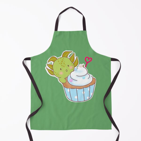 Item preview, Valentines Day with Wakame adorable  green Axolotl and blue cup cake-Haato the Gang of Salamander designed and sold by lazycat14.