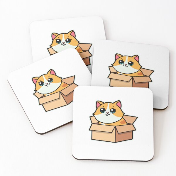 Item preview, cute cartoon cat in the packaging box designed and sold by Design_for_merch.