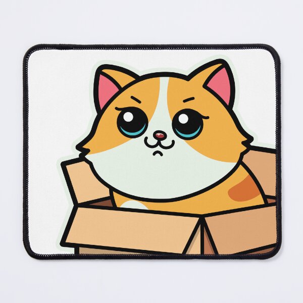 Item preview, cute cartoon cat in the packaging box designed and sold by Design_for_merch.