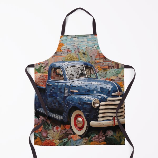 Artikelvorschau, 1950er-Jahre-Pickup-Truck-Oldtimer-Mix-Media-Mosaiken entworfen und verkauft von StefNomadLife.