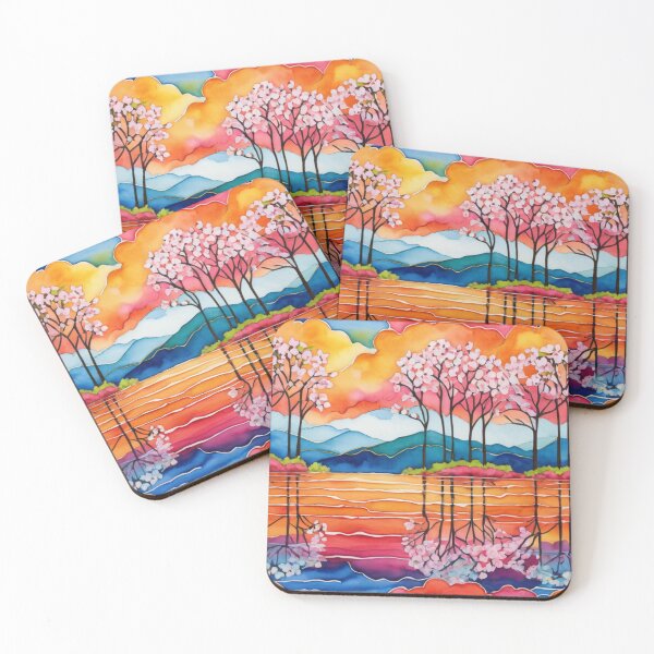 Item preview, Sunset on Flower Lake Watercolor designed and sold by YuckyCat.