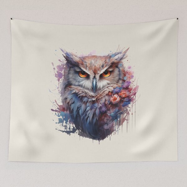 Item preview, Boho Wise Owl Floral Watercolor designed and sold by EnchantInk.