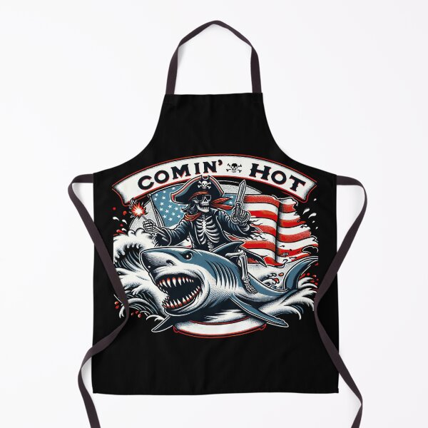 Item preview, Patriotic Pirate's Frenzy: Flag-Waving Skeleton on Shark Comin' In Hot tshirt designed and sold by MAPDDesigns.