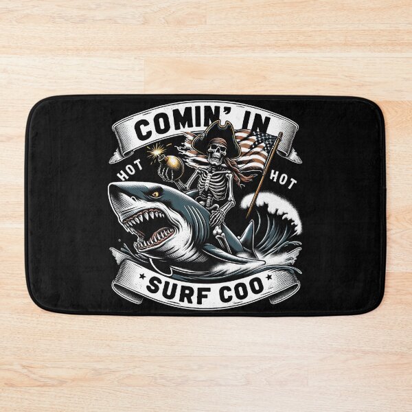 Item preview, Patriotic Pirate's Frenzy: Flag-Waving Skeleton on Shark Comin' In Hot tshirt designed and sold by MAPDDesigns.