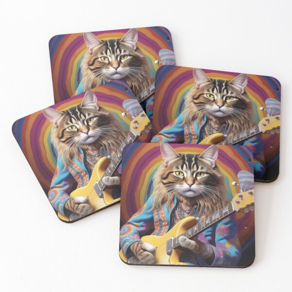Artikelvorschau, Eine Hippie-Katze, die Gitarre spielt entworfen und verkauft von MusicalArtisty.