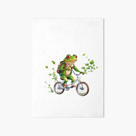 YUSDECOR Vintage Black and White Frog Toad on Bike Antique