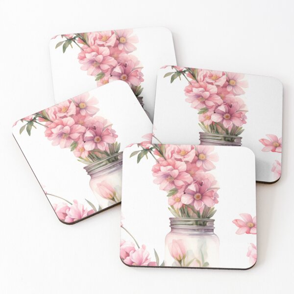 Item preview, Pink Watercolour Flowers in Mason Jar designed and sold by Eden Digital Creative.