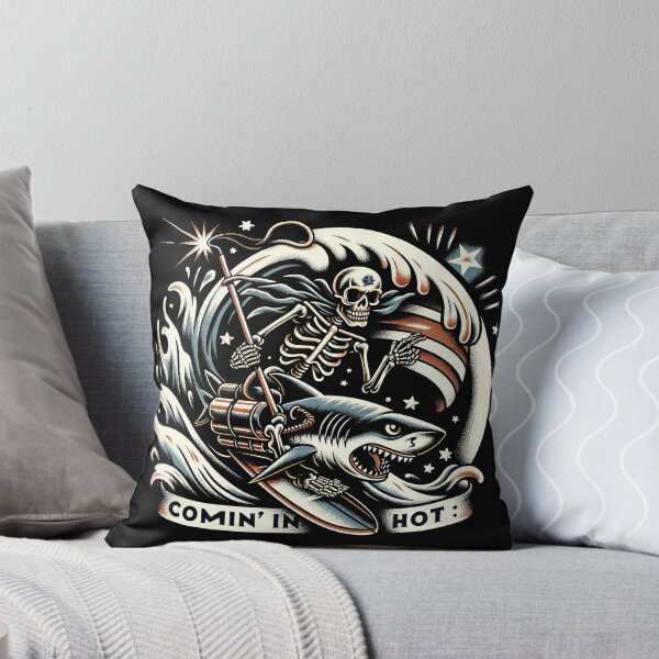 Item preview, Patriotic Pirate's Frenzy: Flag-Waving Skeleton on Shark Comin' In Hot tshirt designed and sold by MAPDDesigns.