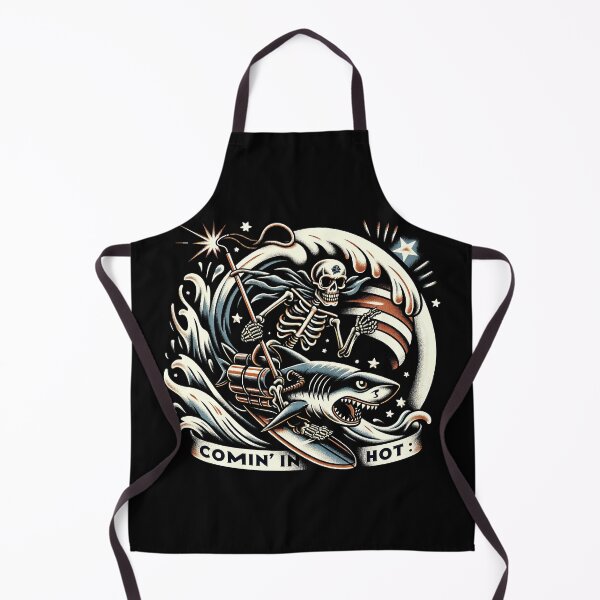 Item preview, Patriotic Pirate's Frenzy: Flag-Waving Skeleton on Shark Comin' In Hot tshirt designed and sold by MAPDDesigns.
