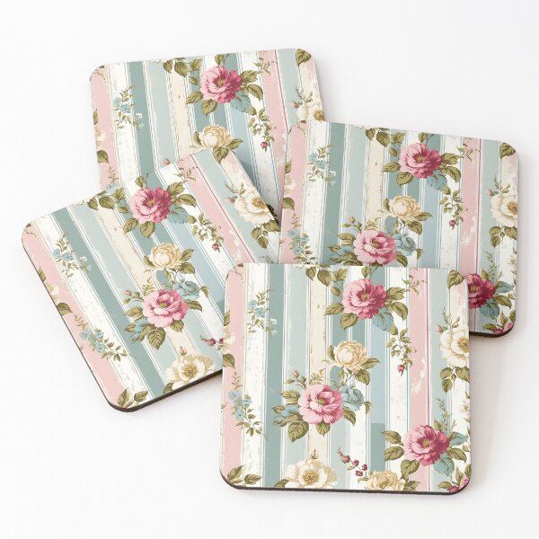Item preview, Beautifully kitschy floral pattern with stripes designed and sold by Naturitude.