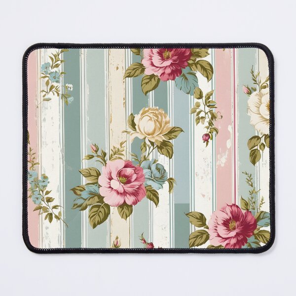 Item preview, Beautifully kitschy floral pattern with stripes designed and sold by Naturitude.
