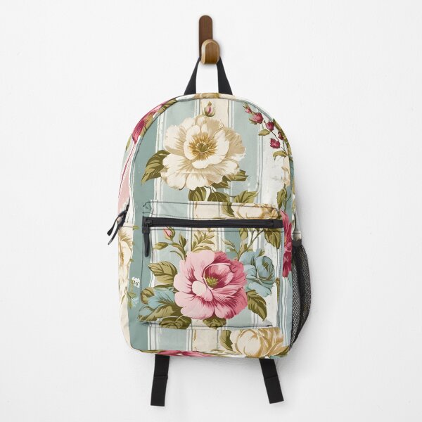 Item preview, Beautifully kitschy floral pattern with stripes designed and sold by Naturitude.
