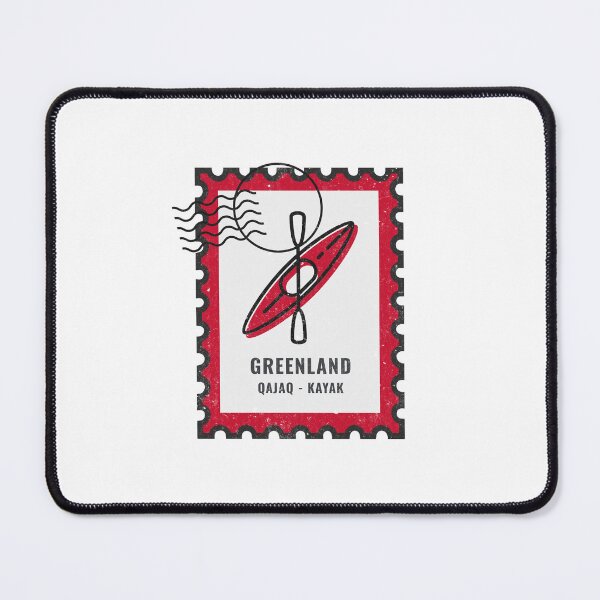Item preview, Greenland Red Qajaq Kayak Stamp designed and sold by GraTEEtude.