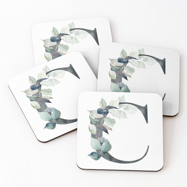 Artikelvorschau, Watercolor floral black letter C.  entworfen und verkauft von tapilipa.