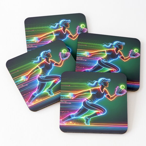 Item preview, Neon Glow Softball Fielding 1 designed and sold by Urban Cloud Studio.
