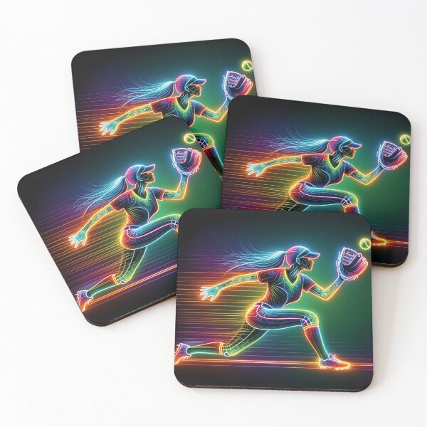 Item preview, Neon Glow Softball Fielding 3 designed and sold by Urban Cloud Studio.