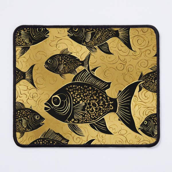 Item preview, Crazy black fish on a gold background designed and sold by Vilemo.