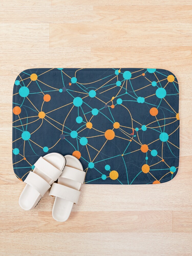 Thumbnail 1 of 6, Bath Mat, Connection design, interconnected nodes pattern designed and sold by CoolPixels.