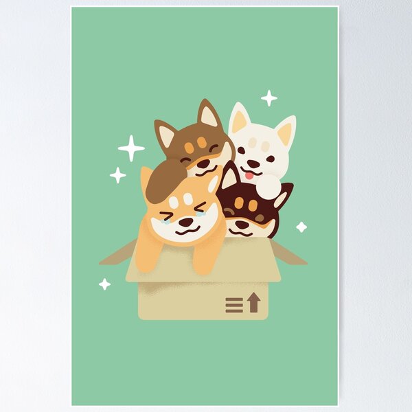 Item preview, Four cute Shiba Inu dogs in a crate designed and sold by MINIMOillu.
