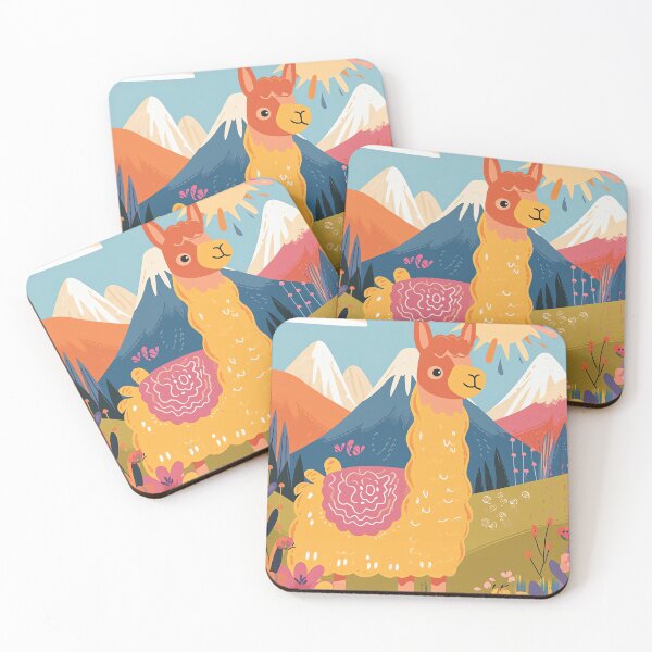 Item preview, Colorful Llama Meadow designed and sold by cute-animals99.