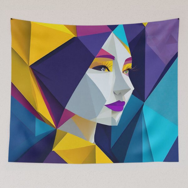 Item preview, Geometric Woman Portrait Illustration designed and sold by MakeInShop.
