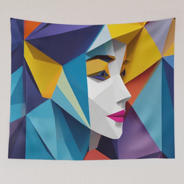 Item preview, Geometric Woman Portrait Illustration designed and sold by MakeInShop.