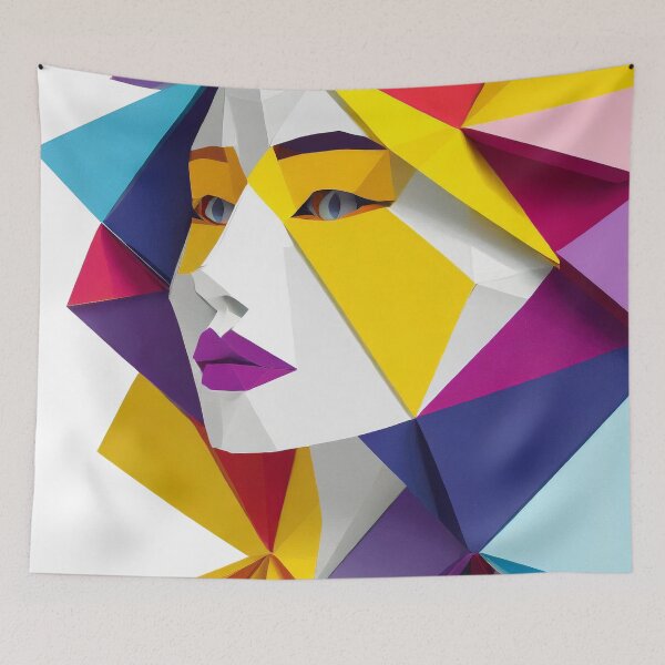 Item preview, Geometric Woman Portrait Illustration designed and sold by MakeInShop.