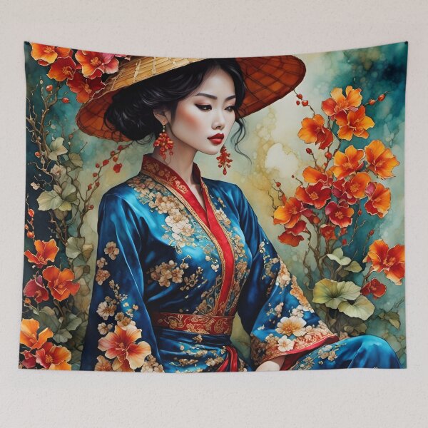 Item preview, Vietnamese woman portrait designed and sold by WatercolorFairy.