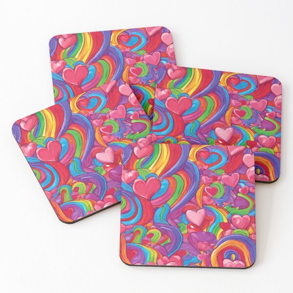 Item preview, Colourful hearts on coloured background designed and sold by Vilemo.