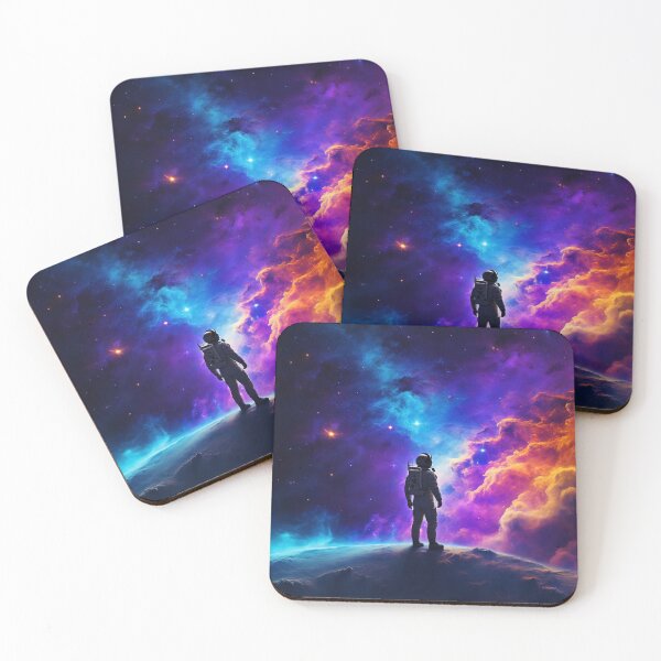 Item preview, Solitary astronaut, silhouetted against the backdrop of a nebula designed and sold by stevanovicigor.