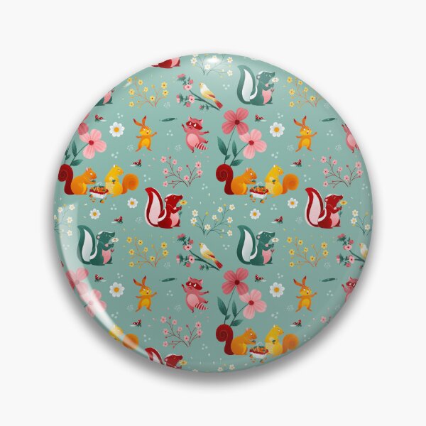Spring pattern with animals, floral pattern Pin