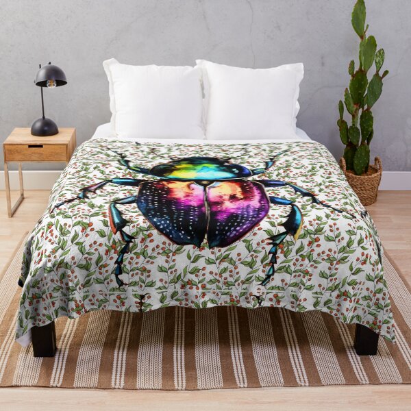 Item preview, colorful beetle on background with flowers designed and sold by Vilemo.