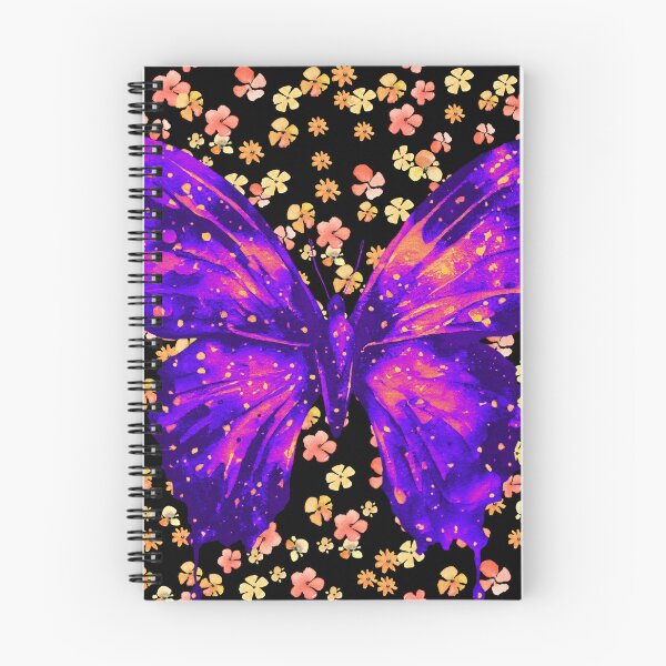 Item preview, colourful beautiful butterfly on a black background with flowers designed and sold by Vilemo.