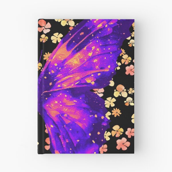 Item preview, colourful beautiful butterfly on a black background with flowers designed and sold by Vilemo.