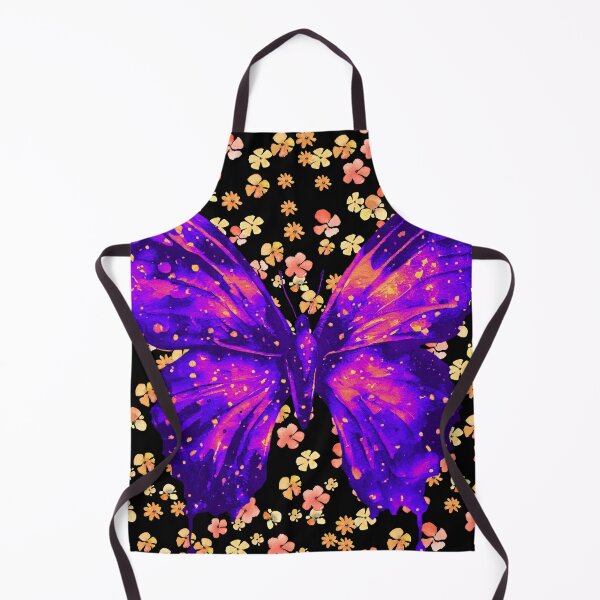 Item preview, colourful beautiful butterfly on a black background with flowers designed and sold by Vilemo.