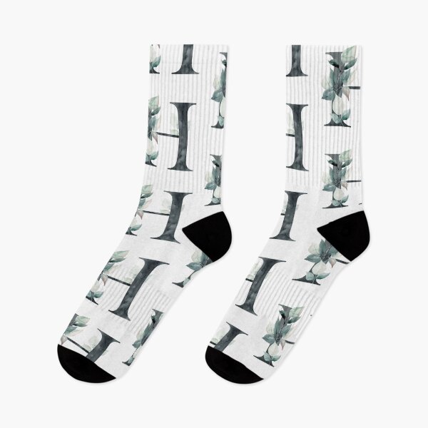 Item preview, Watercolor floral black letter H.  designed and sold by tapilipa.
