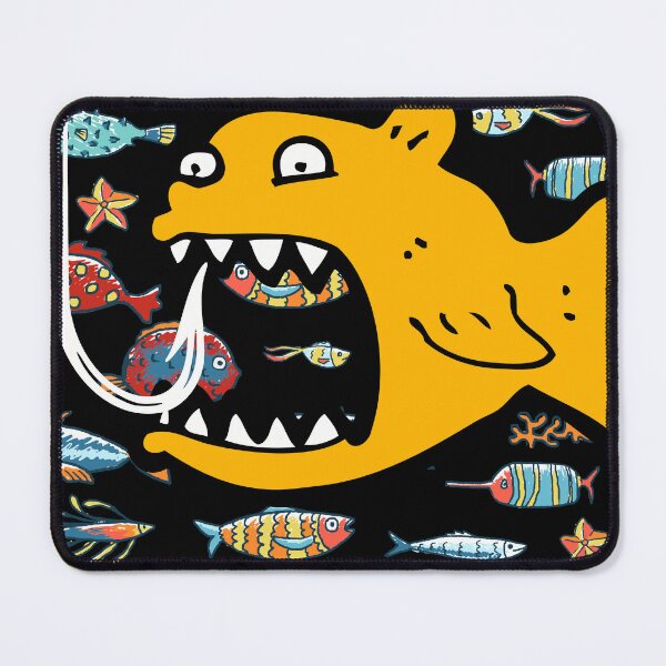 Item preview, crazy yellow fish in black ocean with little fishes designed and sold by Vilemo.