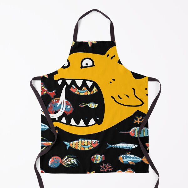 Item preview, crazy yellow fish in black ocean with little fishes designed and sold by Vilemo.