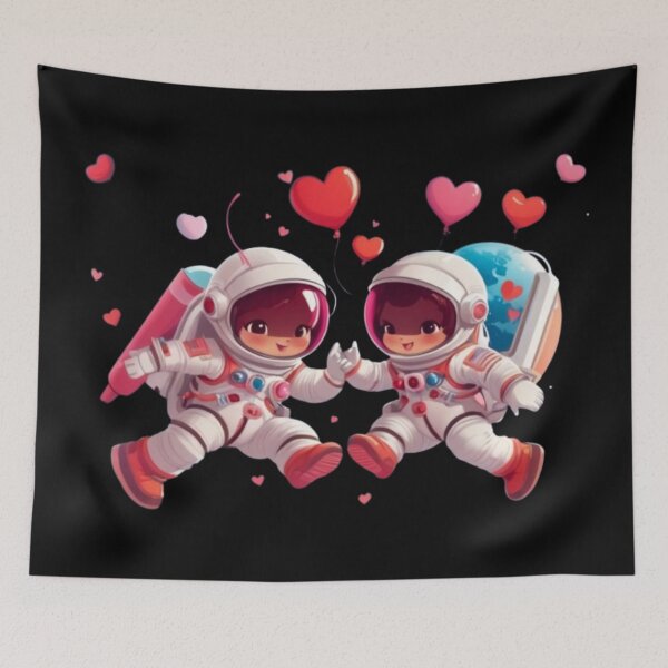 Item preview, Cosmic Love: couple of astronauts celebrating Valentine's Day in space. designed and sold by BaisaStudio.