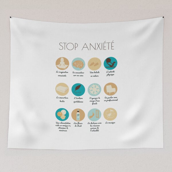 Item preview, Relieve Anxiety, french Mental Health Poster, Psychologist Office, Therapist Gift designed and sold by ikinotesdebea.