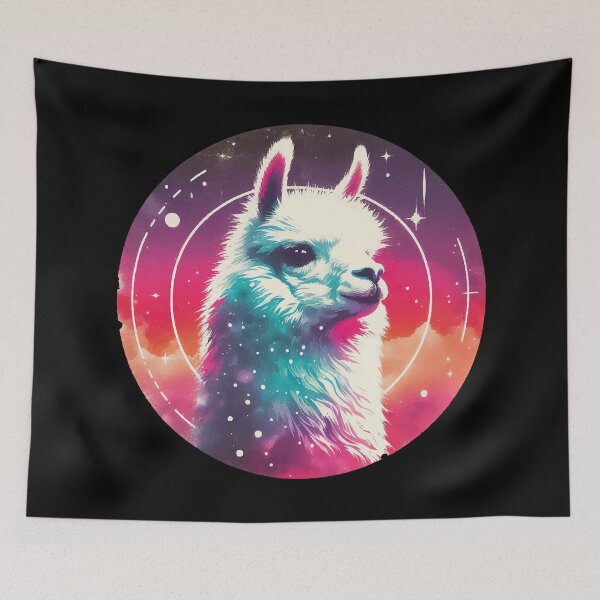 Item preview, Funny colorful abstract cosmic doodle llama designed and sold by TomFrontierArt.