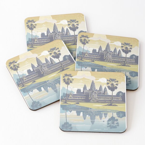 Item preview, Minimal Retro Angkor Wat Sunset - Vintage Travel Poster designed and sold by pod24.
