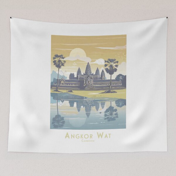 Item preview, Minimal Retro Angkor Wat Sunset - Vintage Travel Poster designed and sold by pod24.