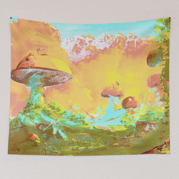 Item preview, Fantasy mushrooms view with clouds designed and sold by MerryCrown.