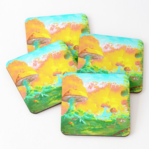 Item preview, Fantasy mushrooms view with clouds in bright spring designed and sold by MerryCrown.