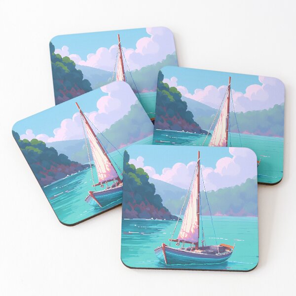 Item preview, Sailing boat, relaxing vibes- Pixel art designed and sold by octoboobs.